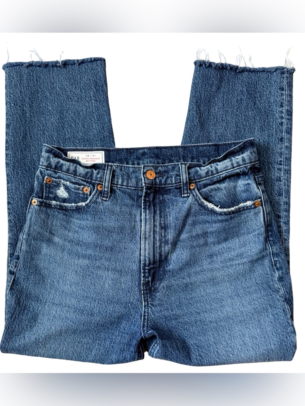 Gap High Rise Cheeky Straight Jeans - Sz 28 | 6 Short | Medium Wash